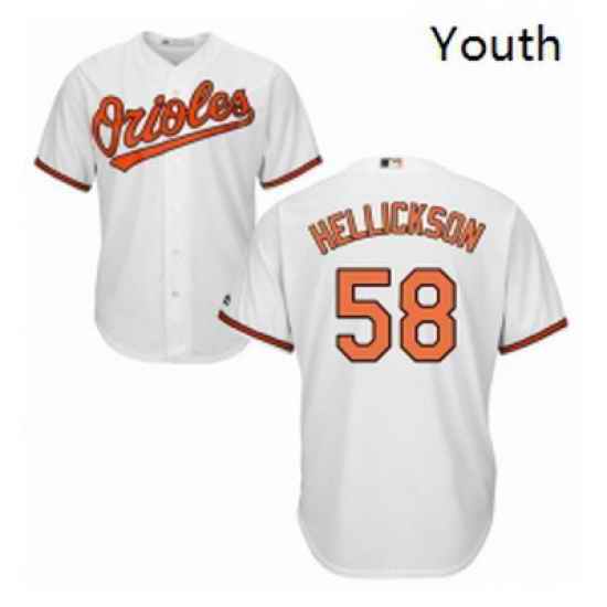 Youth Majestic Baltimore Orioles 58 Jeremy Hellickson Authentic White Home Cool Base MLB Jersey
